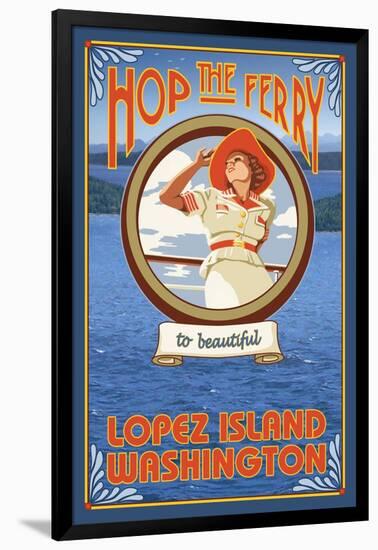 Woman Riding Ferry, Lopez Island, Washington-Lantern Press-Framed Art Print