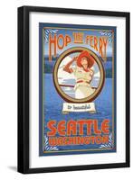 Woman Riding Ferry, Seattle, Washington-Lantern Press-Framed Art Print