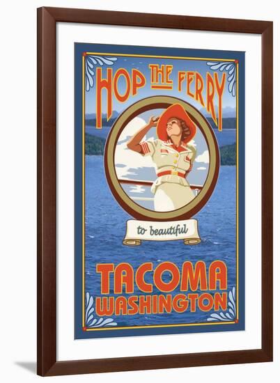 Woman Riding Ferry, Tacoma, Washington-Lantern Press-Framed Art Print