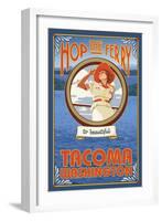 Woman Riding Ferry, Tacoma, Washington-Lantern Press-Framed Art Print