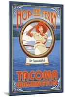 Woman Riding Ferry, Tacoma, Washington-Lantern Press-Mounted Art Print