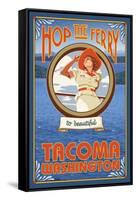 Woman Riding Ferry, Tacoma, Washington-Lantern Press-Framed Stretched Canvas