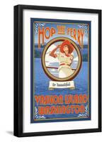 Woman Riding Ferry, Vashon Island, Washington-Lantern Press-Framed Art Print