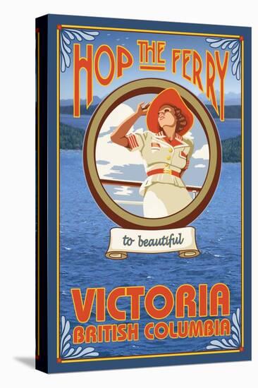 Woman Riding Ferry, Victoria, BC Canada-Lantern Press-Stretched Canvas