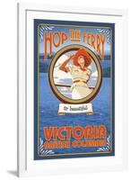 Woman Riding Ferry, Victoria, BC Canada-Lantern Press-Framed Art Print