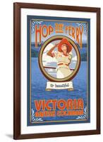 Woman Riding Ferry, Victoria, BC Canada-Lantern Press-Framed Art Print
