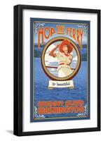 Woman Riding Ferry, Whidbey Island, Washington-Lantern Press-Framed Art Print