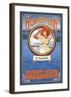 Woman Riding Ferry, Whidbey Island, Washington-Lantern Press-Framed Art Print
