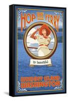 Woman Riding Ferry, Whidbey Island, Washington-Lantern Press-Framed Stretched Canvas