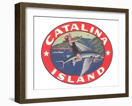 Woman Riding Flying Fish, Catalina Island-null-Framed Art Print