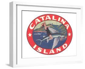 Woman Riding Flying Fish, Catalina Island-null-Framed Art Print