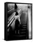 Woman Riding on Escalator in the Time and Life Building-Nina Leen-Framed Stretched Canvas