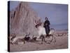 Woman Riding One of Her Reindeer in Outer Mongolia-Howard Sochurek-Stretched Canvas