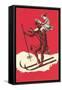 Woman Riding Skiing Devil-null-Framed Stretched Canvas