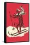 Woman Riding Skiing Devil-null-Framed Stretched Canvas