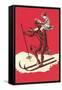 Woman Riding Skiing Devil-null-Framed Stretched Canvas