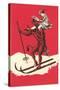 Woman Riding Skiing Devil-null-Stretched Canvas