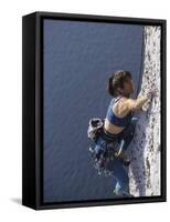 Woman Rock Climbing-null-Framed Stretched Canvas