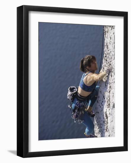 Woman Rock Climbing-null-Framed Photographic Print