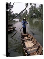 Woman Rowing, Mekong Delta, Vietnam-Bill Bachmann-Stretched Canvas