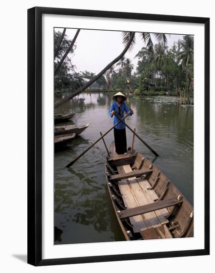 Woman Rowing, Mekong Delta, Vietnam-Bill Bachmann-Framed Premium Photographic Print
