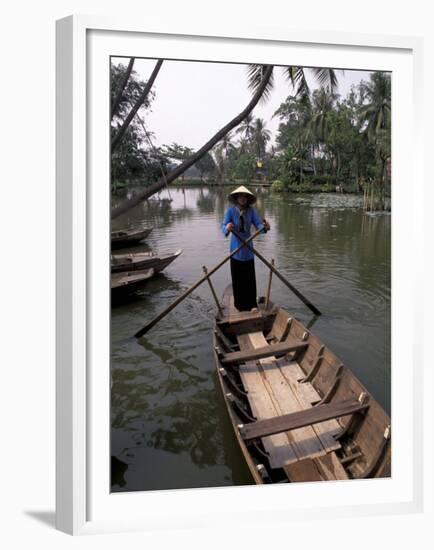 Woman Rowing, Mekong Delta, Vietnam-Bill Bachmann-Framed Premium Photographic Print