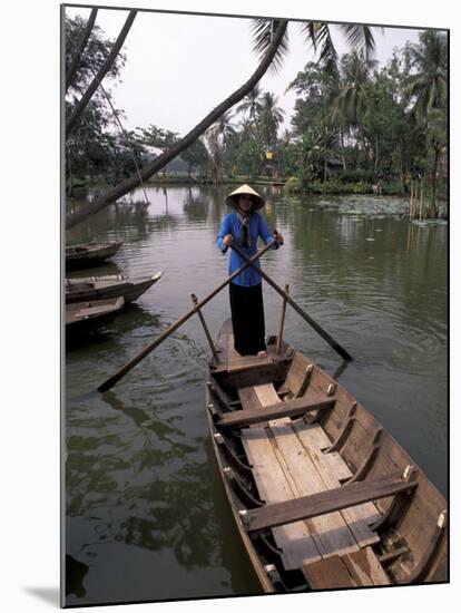 Woman Rowing, Mekong Delta, Vietnam-Bill Bachmann-Mounted Premium Photographic Print