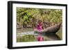 Woman Rowing Traditional Pirogue Down Du River, Monrovia, Liberia-Alida Latham-Framed Photographic Print