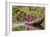 Woman Rowing Traditional Pirogue Down Du River, Monrovia, Liberia-Alida Latham-Framed Photographic Print