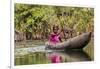 Woman Rowing Traditional Pirogue Down Du River, Monrovia, Liberia-Alida Latham-Framed Photographic Print