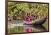 Woman Rowing Traditional Pirogue Down Du River, Monrovia, Liberia-Alida Latham-Framed Photographic Print