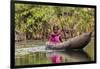 Woman Rowing Traditional Pirogue Down Du River, Monrovia, Liberia-Alida Latham-Framed Photographic Print