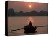 Woman Rowing Woven Skiff, Ha Long Bay (Ha-Long Bay), Unesco World Heritage Site, Vietnam, Indochina-Colin Brynn-Stretched Canvas