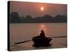 Woman Rowing Woven Skiff, Ha Long Bay (Ha-Long Bay), Unesco World Heritage Site, Vietnam, Indochina-Colin Brynn-Stretched Canvas