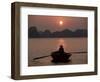 Woman Rowing Woven Skiff, Ha Long Bay (Ha-Long Bay), Unesco World Heritage Site, Vietnam, Indochina-Colin Brynn-Framed Photographic Print