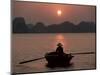 Woman Rowing Woven Skiff, Ha Long Bay (Ha-Long Bay), Unesco World Heritage Site, Vietnam, Indochina-Colin Brynn-Mounted Photographic Print