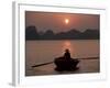 Woman Rowing Woven Skiff, Ha Long Bay (Ha-Long Bay), Unesco World Heritage Site, Vietnam, Indochina-Colin Brynn-Framed Photographic Print