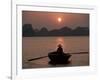 Woman Rowing Woven Skiff, Ha Long Bay (Ha-Long Bay), Unesco World Heritage Site, Vietnam, Indochina-Colin Brynn-Framed Photographic Print