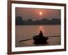 Woman Rowing Woven Skiff, Ha Long Bay (Ha-Long Bay), Unesco World Heritage Site, Vietnam, Indochina-Colin Brynn-Framed Photographic Print