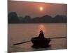 Woman Rowing Woven Skiff, Ha Long Bay (Ha-Long Bay), Unesco World Heritage Site, Vietnam, Indochina-Colin Brynn-Mounted Photographic Print