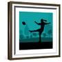 Woman Rugby Silhouette in Countryside Nature Illustration Vector-Kristaps Eberlins-Framed Premium Giclee Print