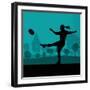 Woman Rugby Silhouette in Countryside Nature Illustration Vector-Kristaps Eberlins-Framed Art Print