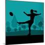 Woman Rugby Silhouette in Countryside Nature Illustration Vector-Kristaps Eberlins-Mounted Art Print