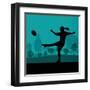 Woman Rugby Silhouette in Countryside Nature Illustration Vector-Kristaps Eberlins-Framed Art Print