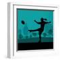 Woman Rugby Silhouette in Countryside Nature Illustration Vector-Kristaps Eberlins-Framed Art Print