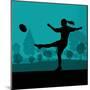 Woman Rugby Silhouette in Countryside Nature Illustration Vector-Kristaps Eberlins-Mounted Art Print