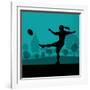 Woman Rugby Silhouette in Countryside Nature Illustration Vector-Kristaps Eberlins-Framed Art Print