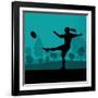 Woman Rugby Silhouette in Countryside Nature Illustration Vector-Kristaps Eberlins-Framed Art Print