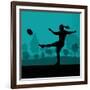 Woman Rugby Silhouette in Countryside Nature Illustration Vector-Kristaps Eberlins-Framed Art Print