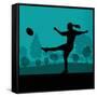 Woman Rugby Silhouette in Countryside Nature Illustration Vector-Kristaps Eberlins-Framed Stretched Canvas